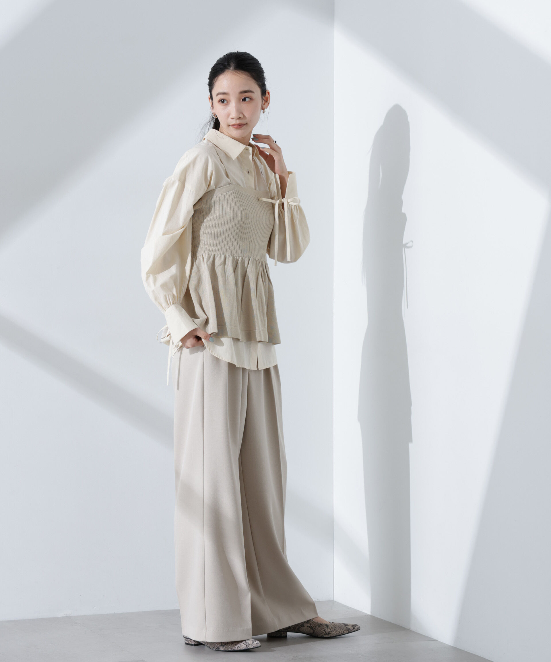 nano･universe「ペプラムキャミソール＋ボレロセット」|ニット・セーター|