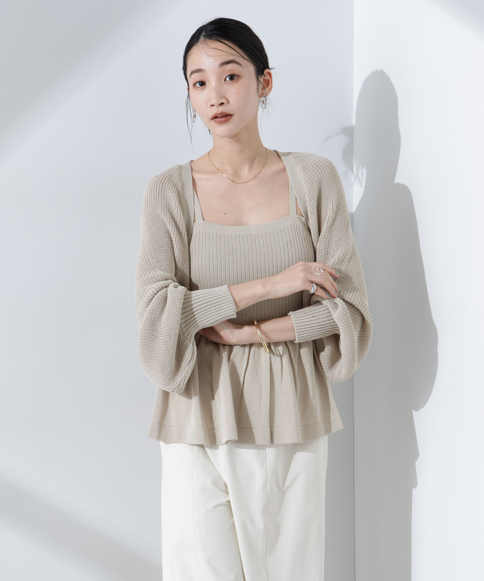 nano･universe「ペプラムキャミソール＋ボレロセット」|ニット・セーター|