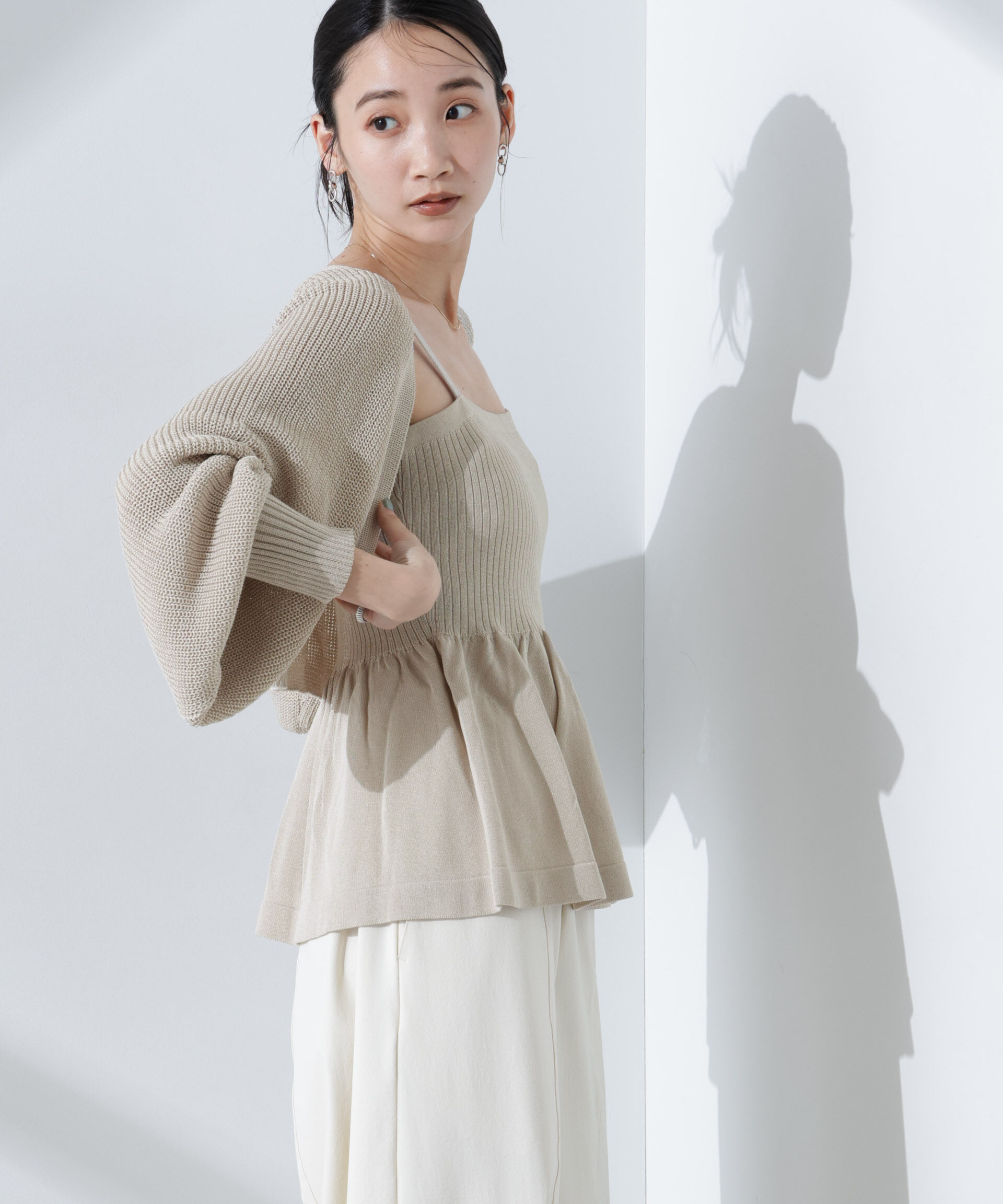 nano･universe「ペプラムキャミソール＋ボレロセット」|ニット・セーター|