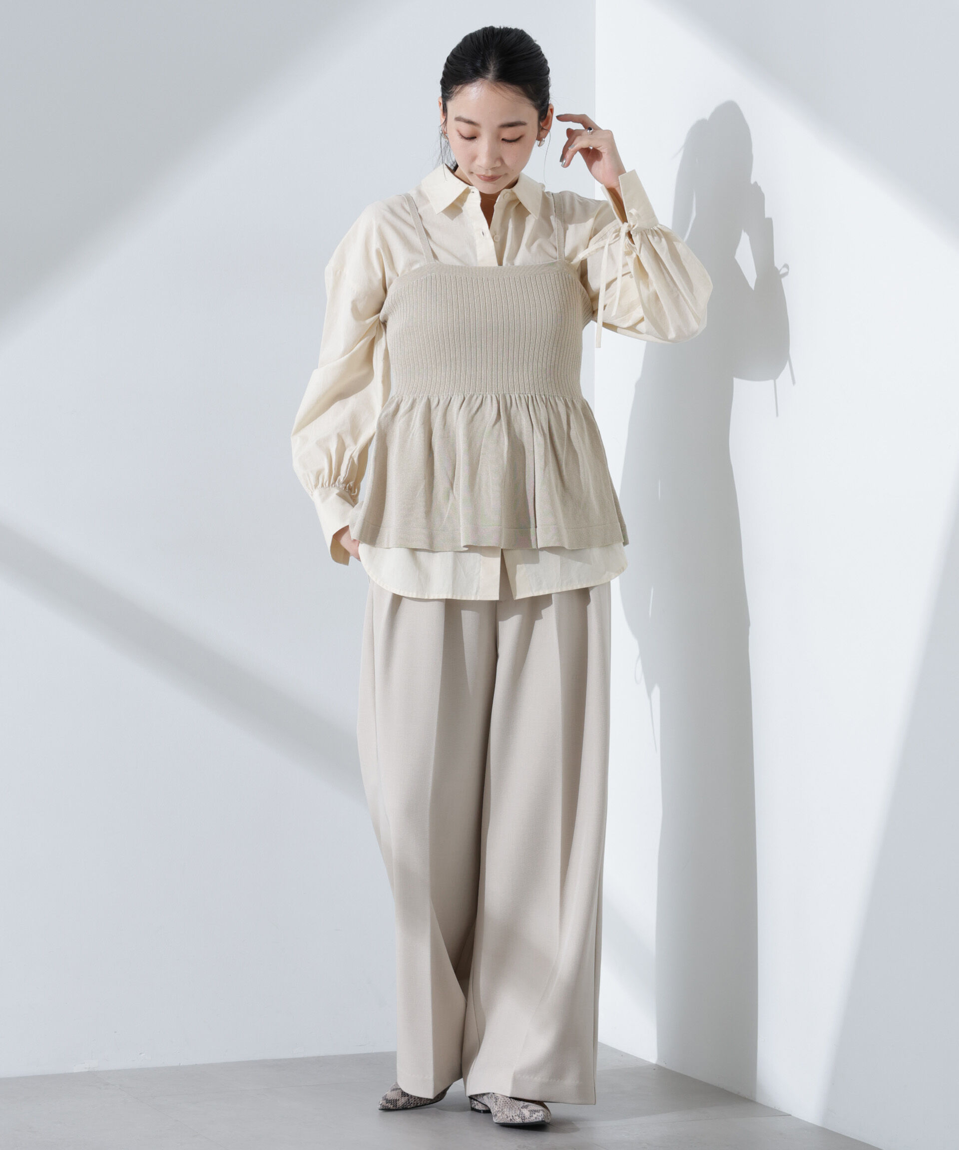 nano･universe「ペプラムキャミソール＋ボレロセット」|ニット・セーター|