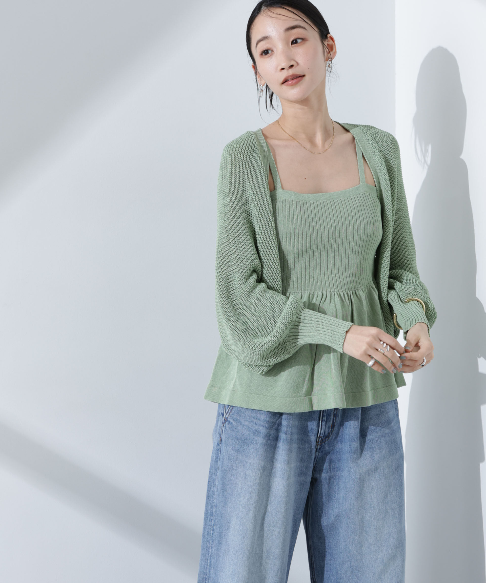 nano･universe「ペプラムキャミソール＋ボレロセット」|ニット・セーター|