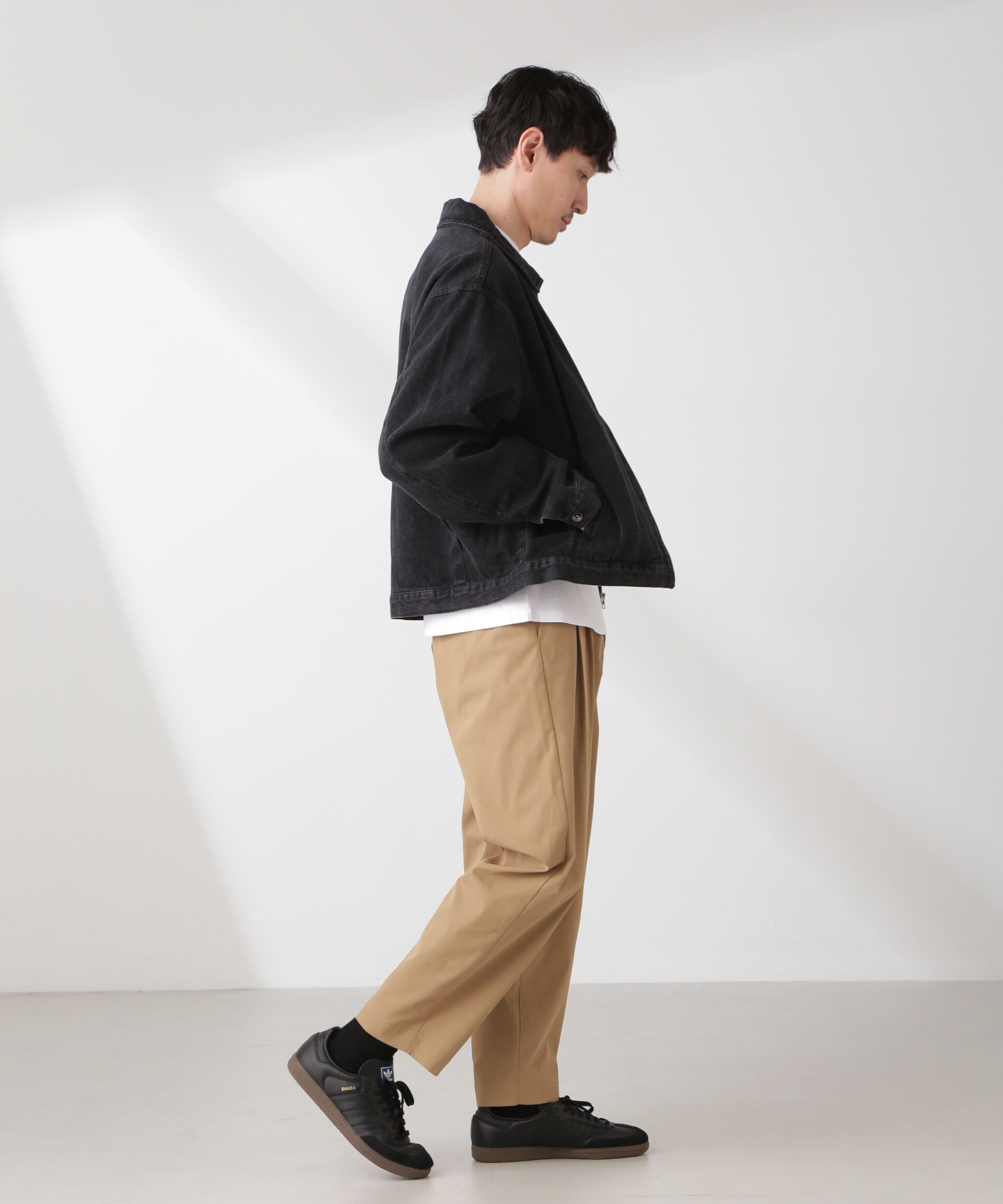 nano･universe「コットンライクツイルツータックテーパードイージーパンツ」|チノ|