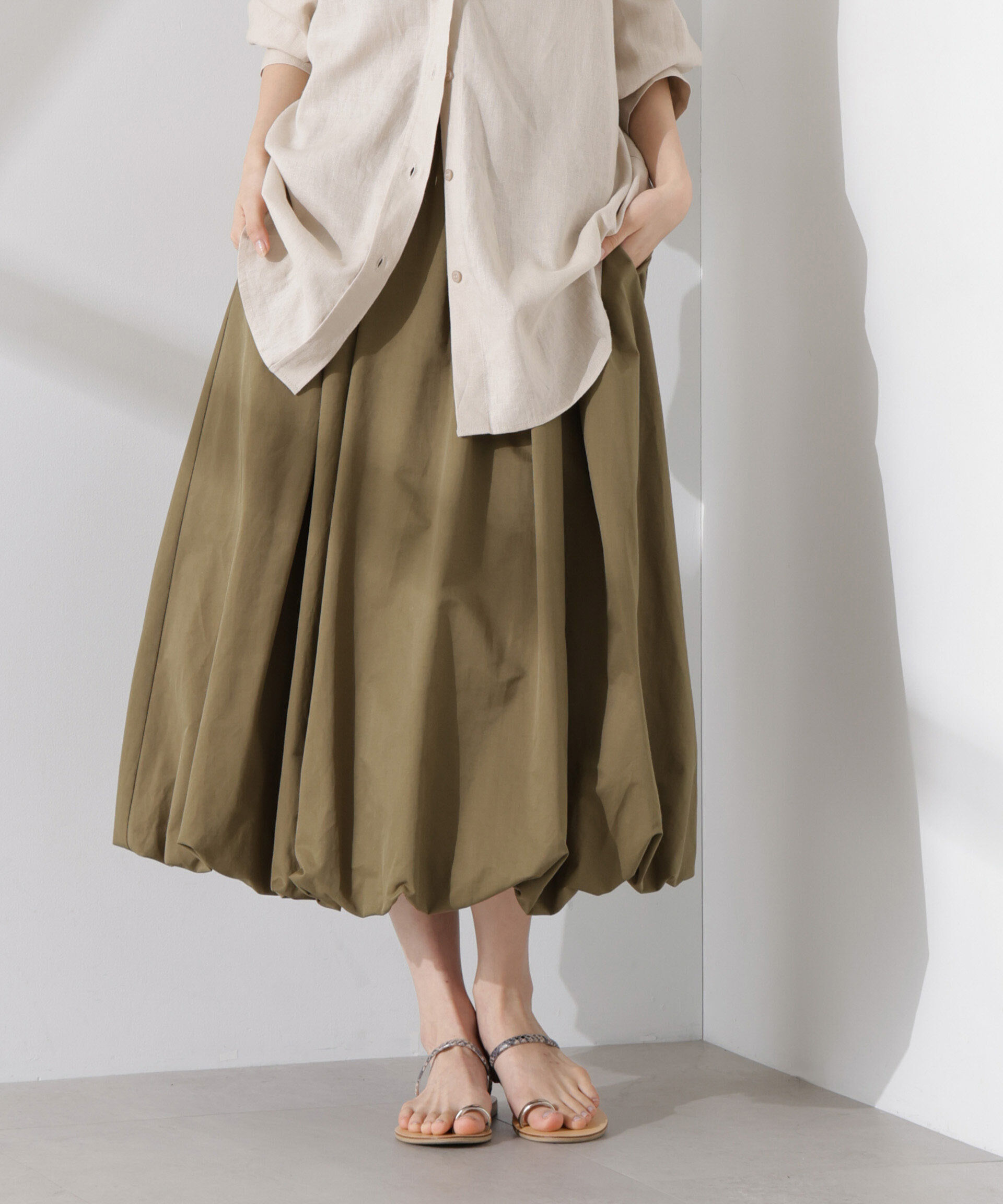 nano･universe「バルーンスカート」|スカート|カーキ