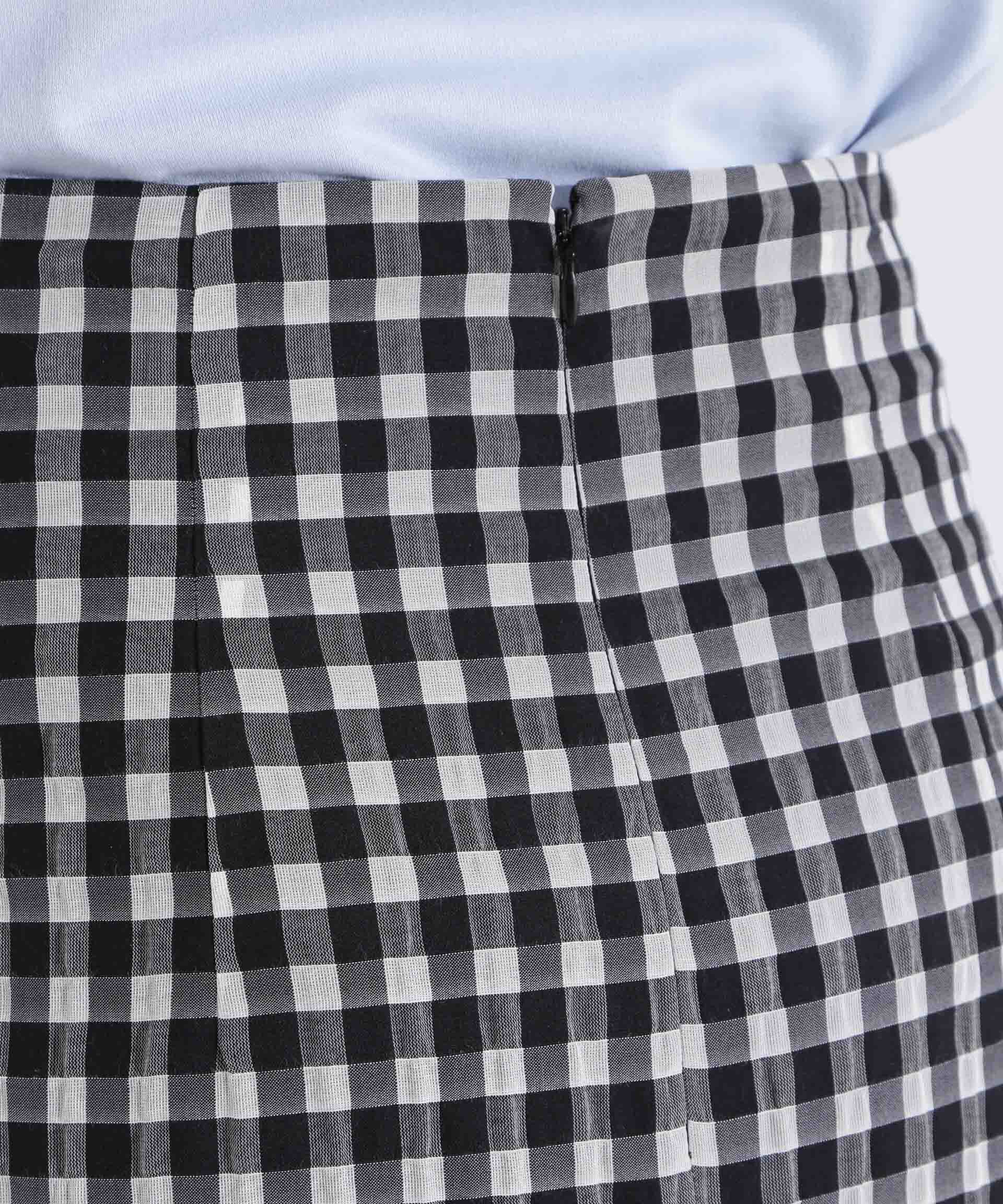 nano･universe「シアーチェックレースボーダーマキシスカート」|スカート|