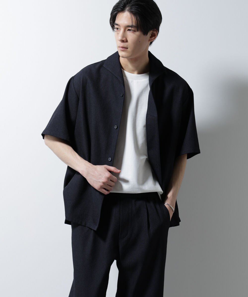 nano･universe「「MC」coveross(R)EOS ポリエステル ブッチャーイタリアンカラーシャツ」|シャツ・ブラウス|ネイビー