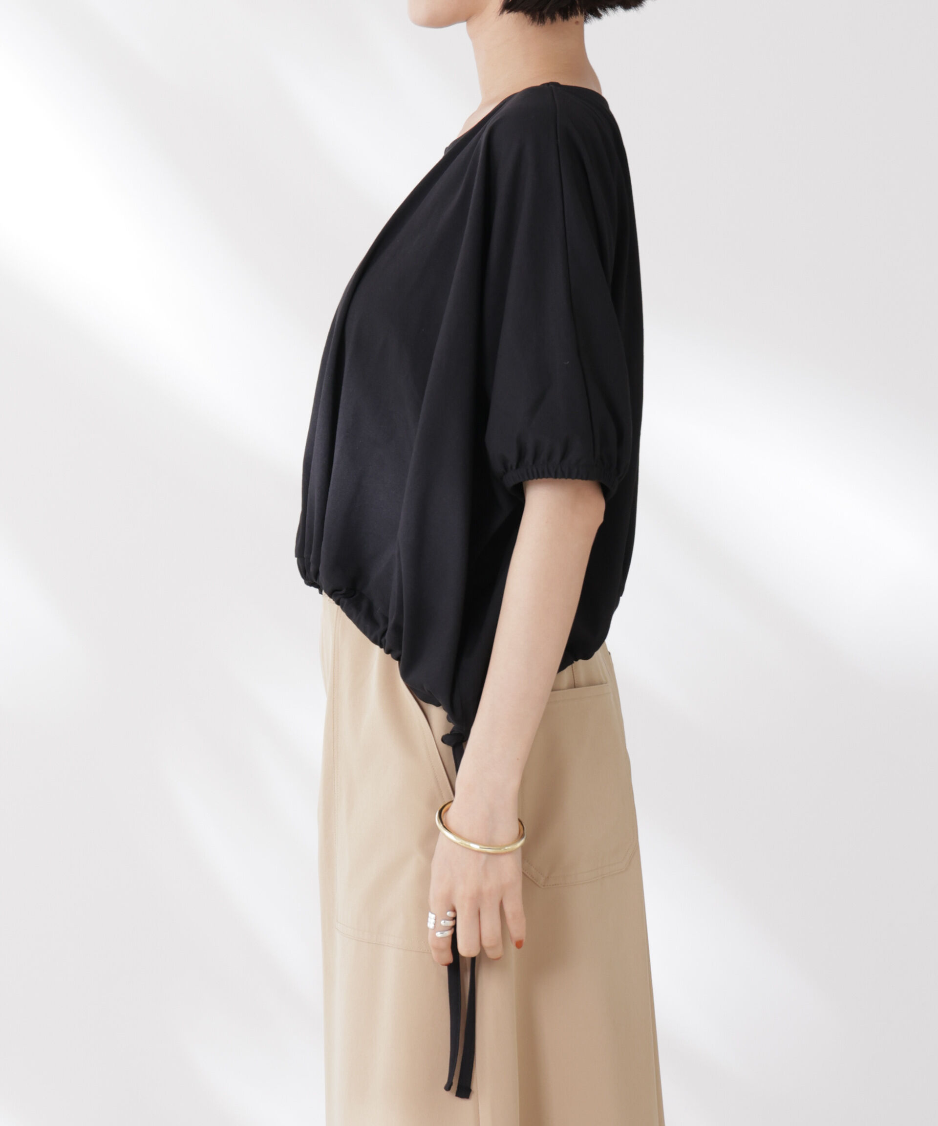 nano･universe「吸水速乾抗菌防臭クロップドドロストトップス」|Tシャツ・カットソー|