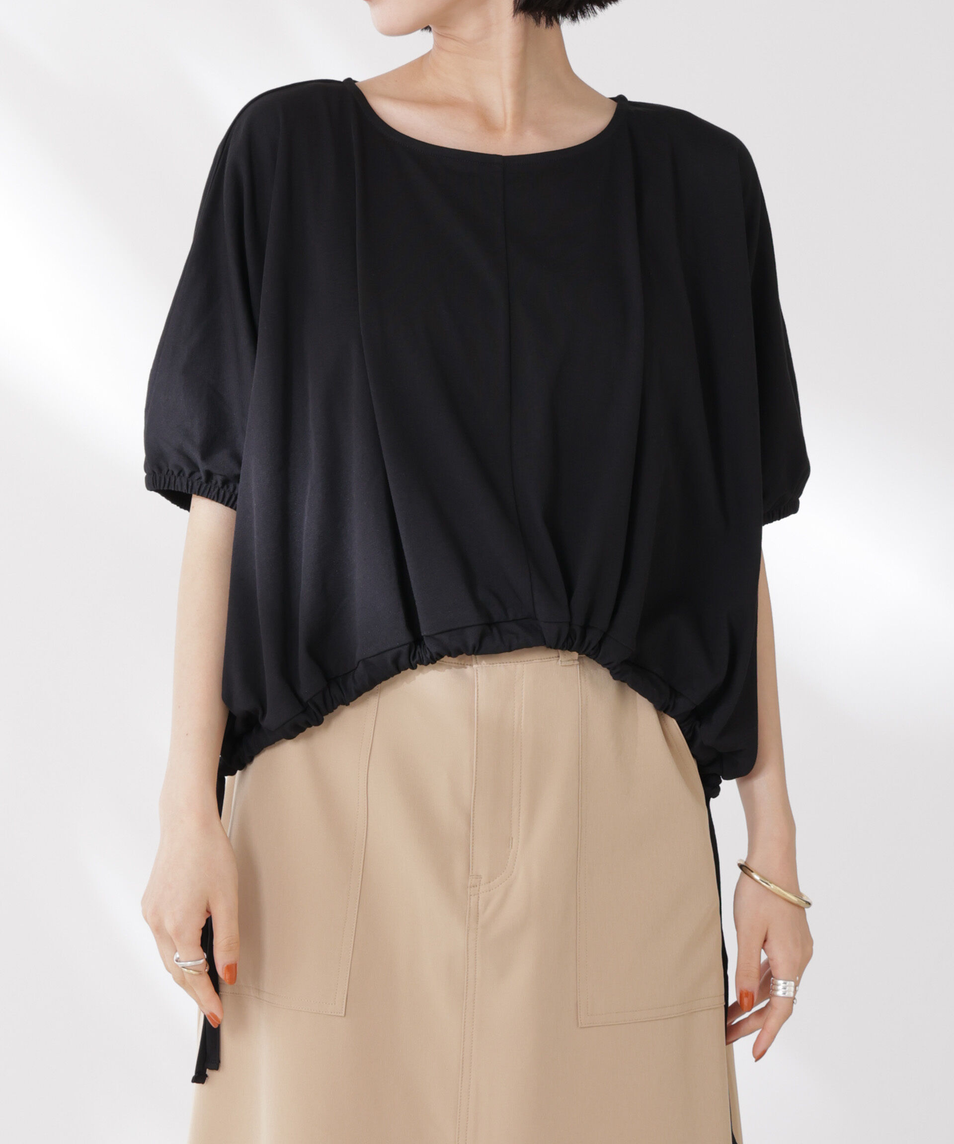 nano･universe「吸水速乾抗菌防臭クロップドドロストトップス」|Tシャツ・カットソー|