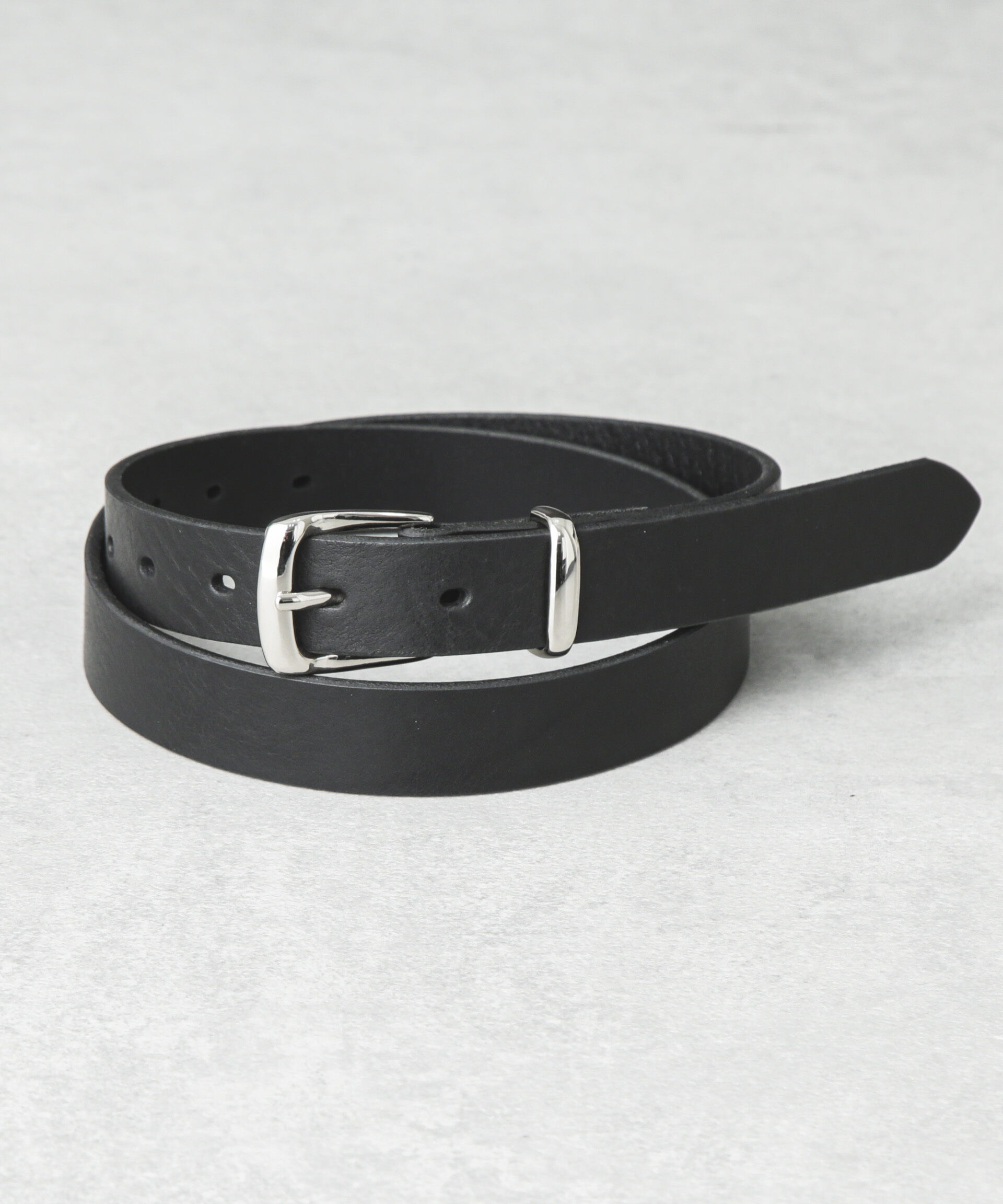  「日本製イタリーレザーナローソリッドベルト」|ベルト|ブラック