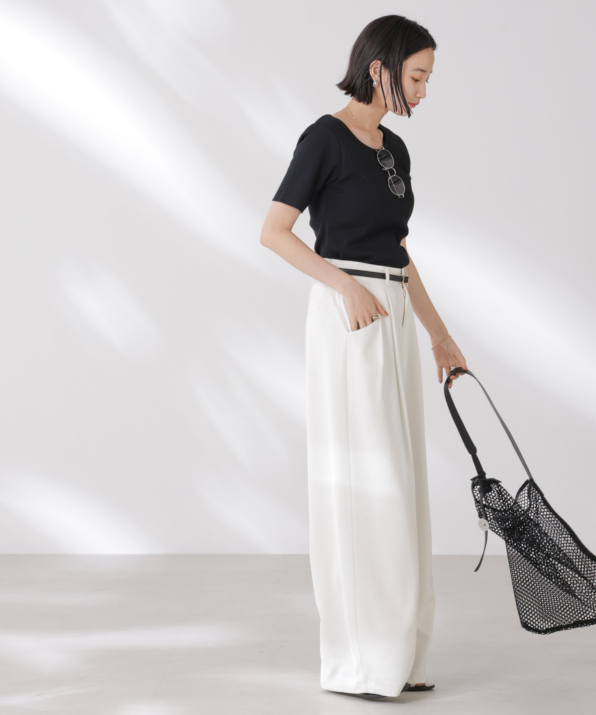 nano･universe「抗菌防臭・接触冷感機能 カップ付きクルーネックトップス」|Tシャツ・カットソー|