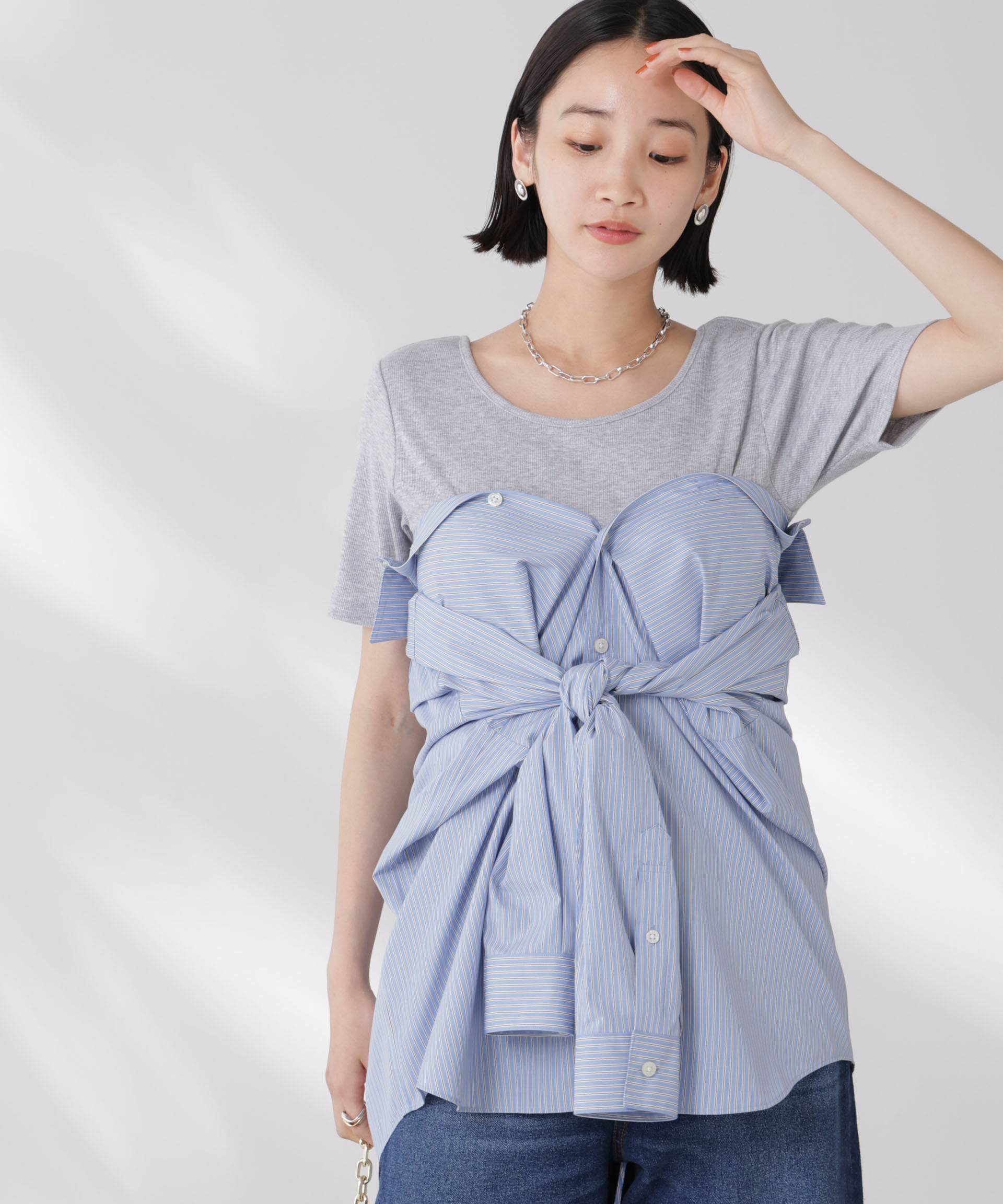 nano･universe「抗菌防臭・接触冷感機能 カップ付きクルーネックトップス」|Tシャツ・カットソー|