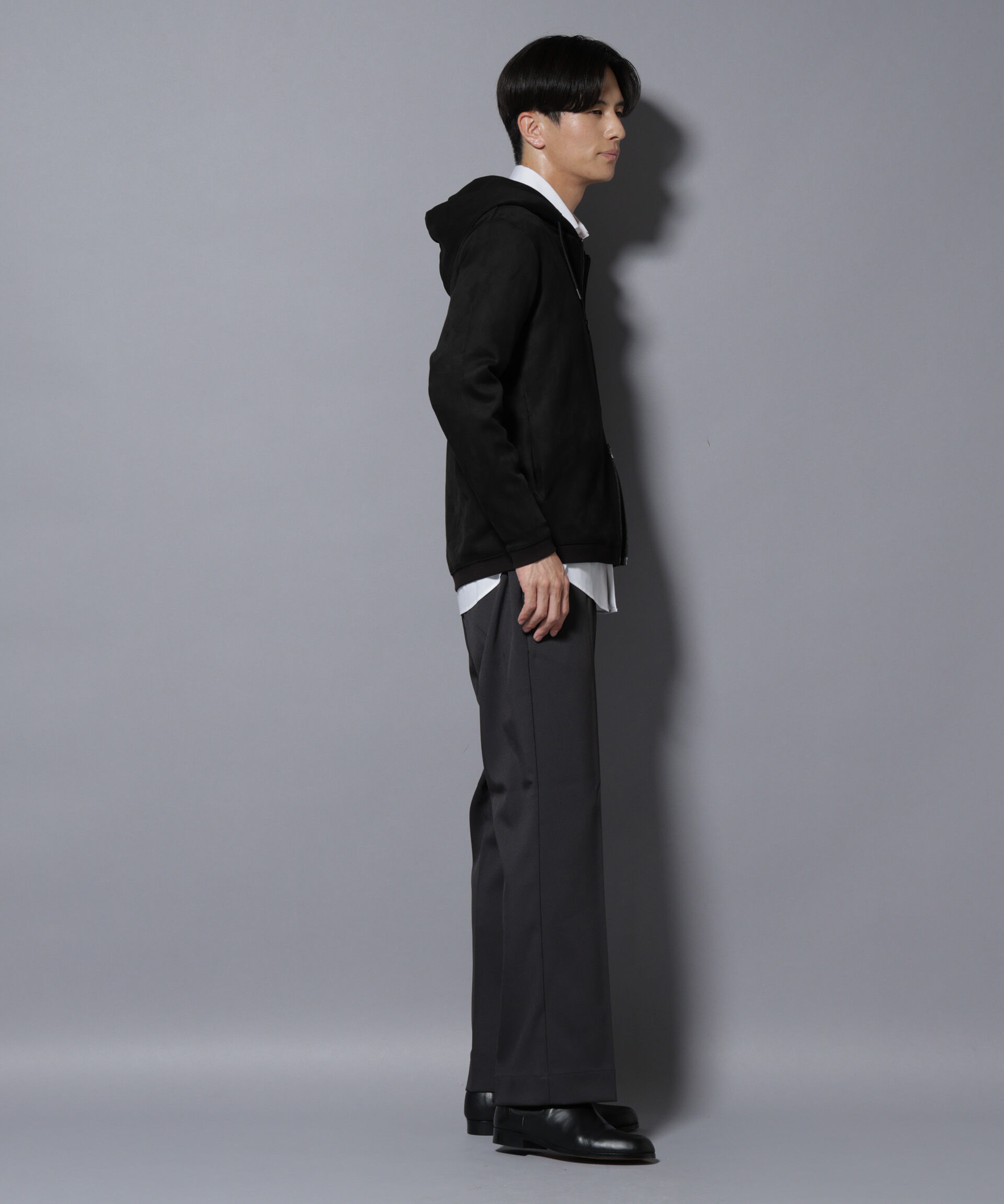 nano･universe「フェイクスエードZIPフーディー 長袖」|Tシャツ・カットソー|