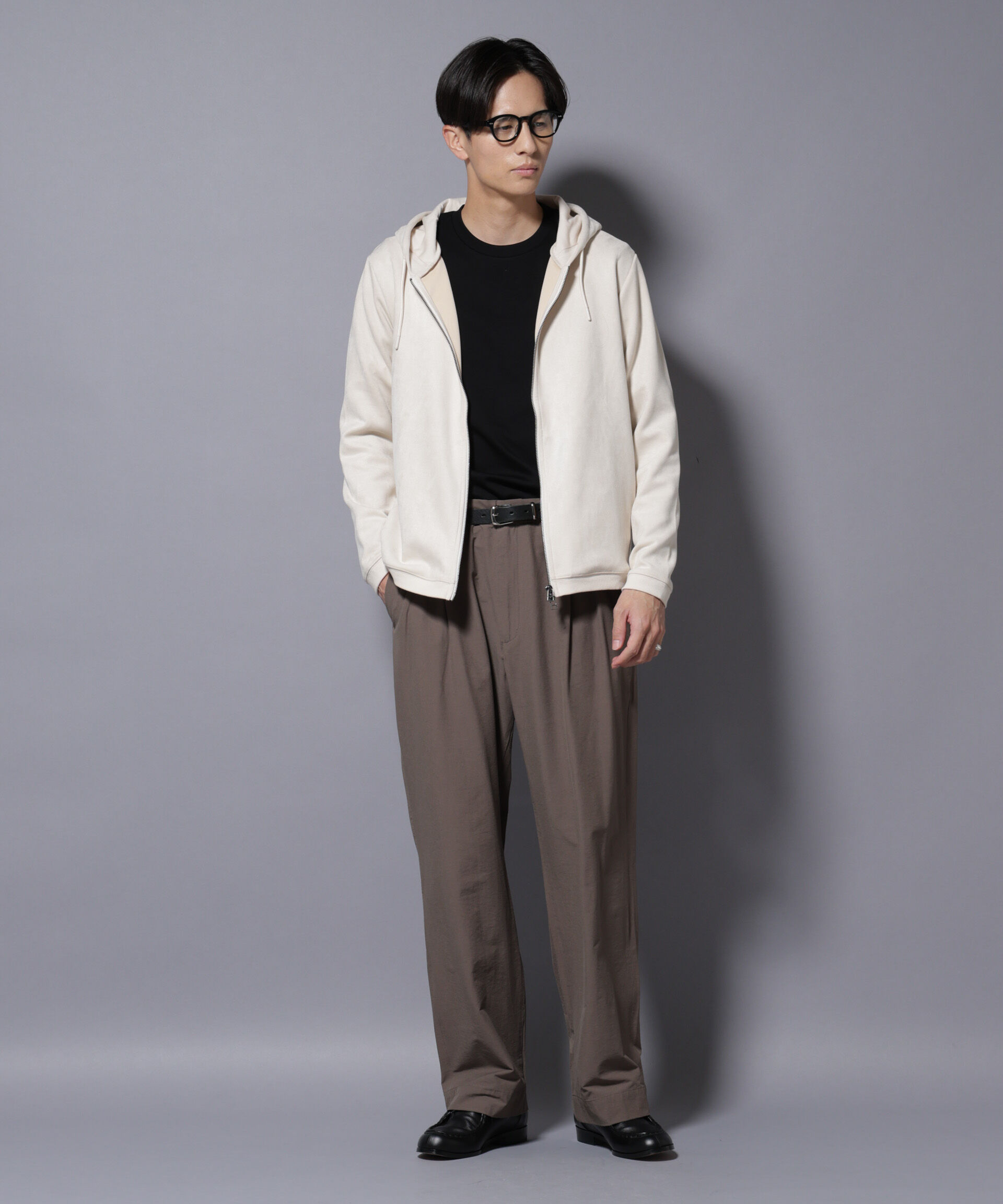 nano･universe「フェイクスエードZIPフーディー 長袖」|Tシャツ・カットソー|