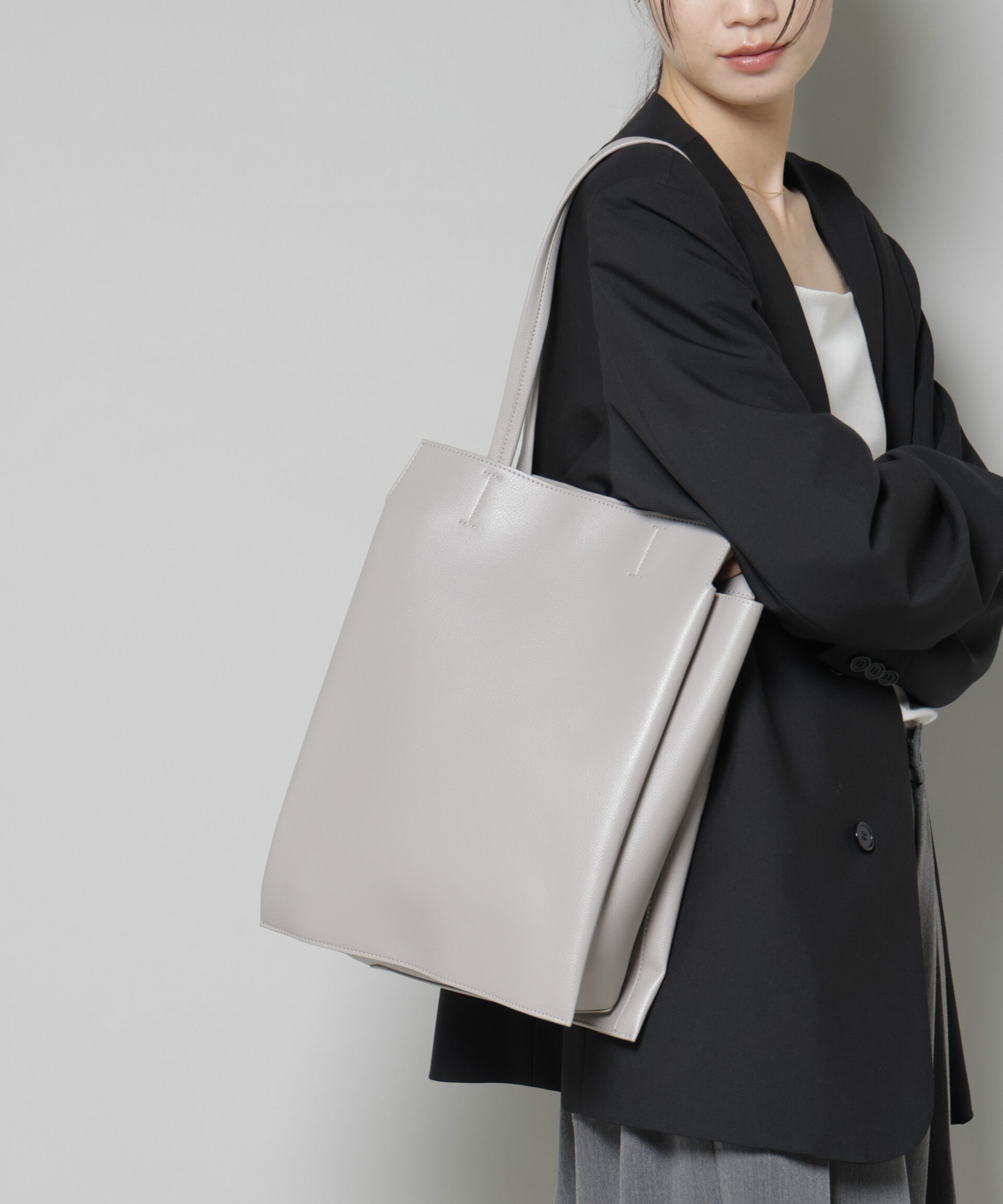 nano･universe「縦長トートバッグ」|ショルダー・メッセンジャー|グレー