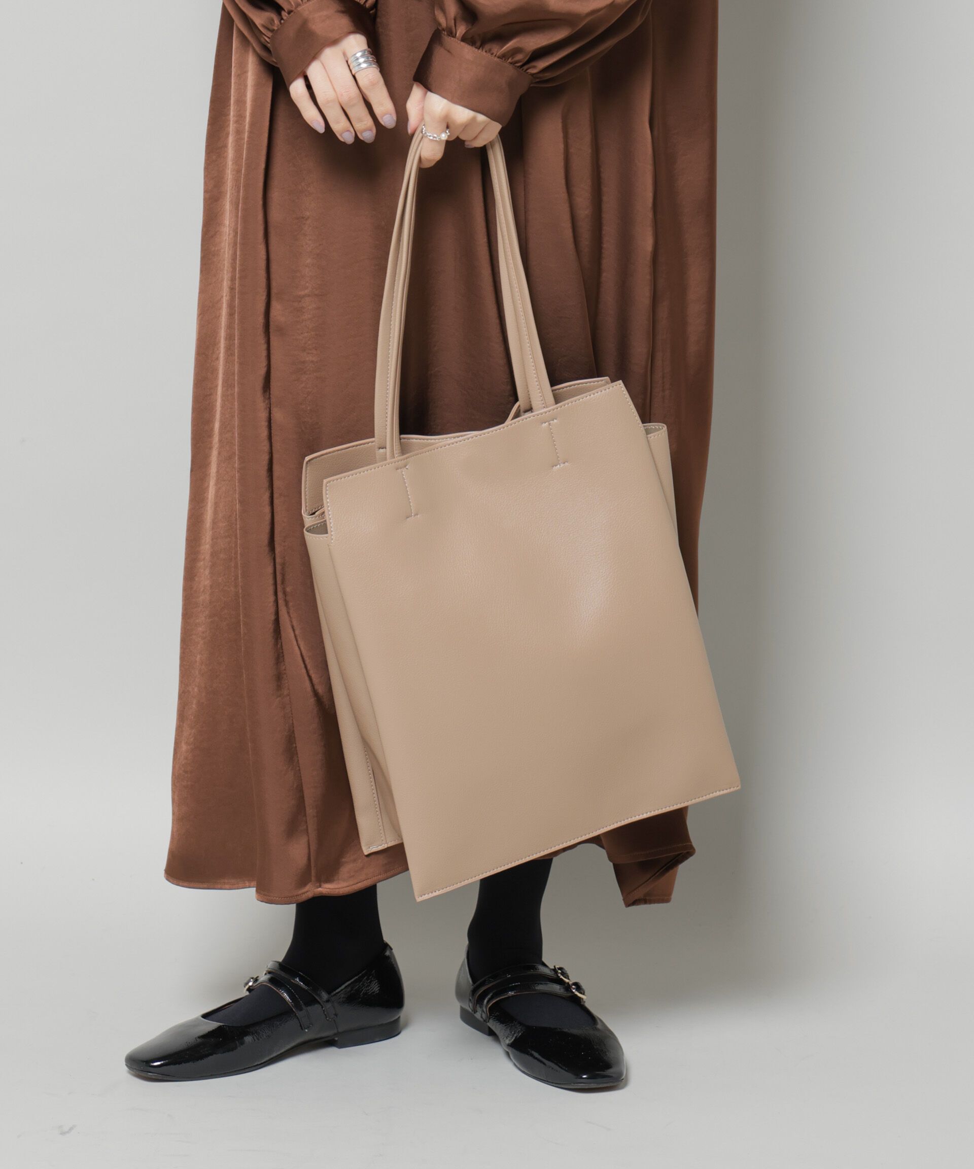 nano･universe「縦長トートバッグ」|ショルダー・メッセンジャー|ベージュ