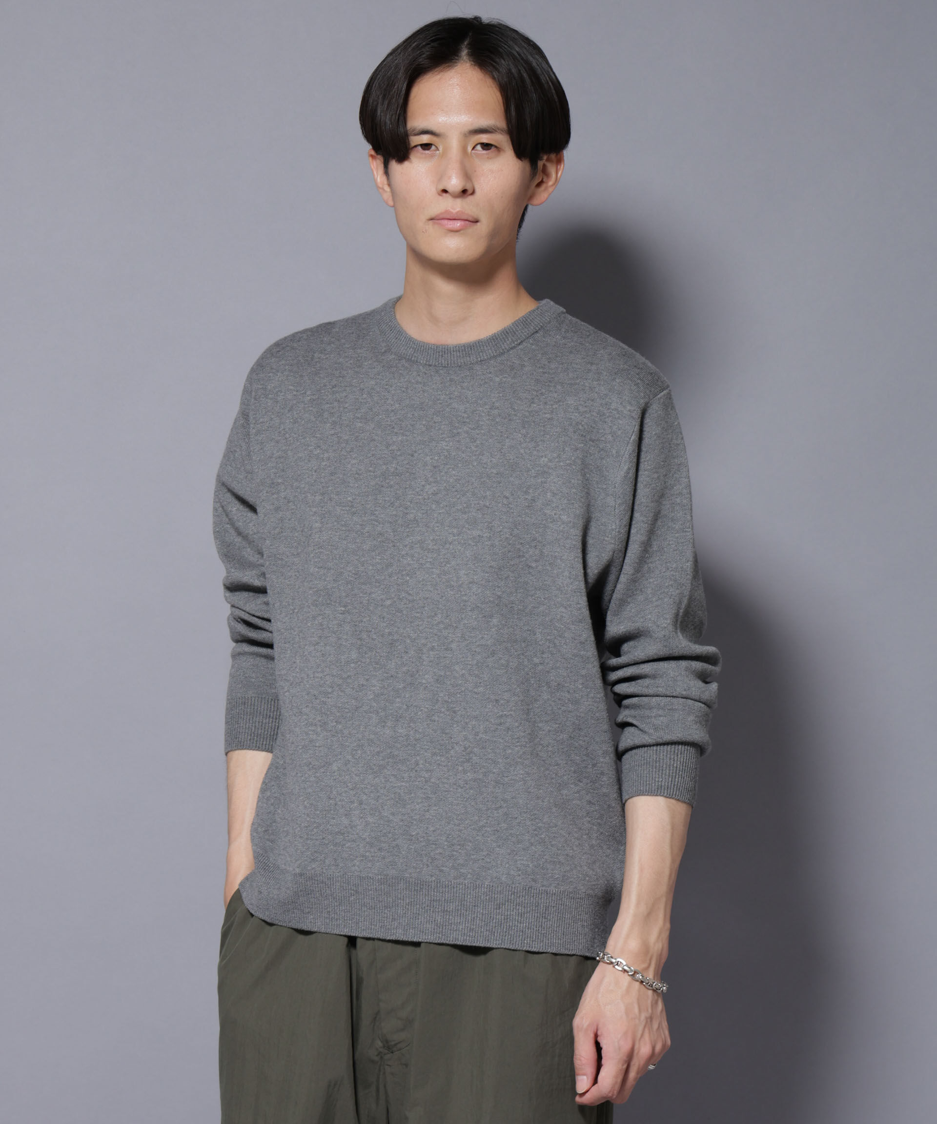 nano･universe「シルク混クルーネックニット」|ニット・セーター|