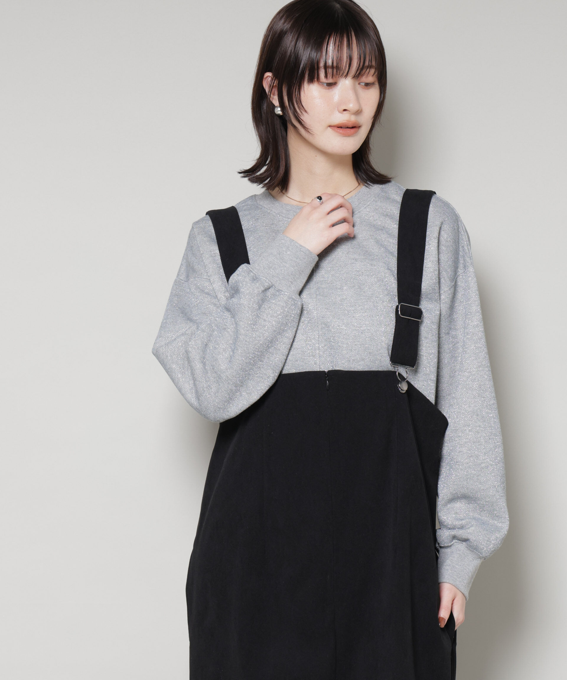 nano･universe「ラメ裏毛トップス」|Tシャツ・カットソー|L.グレー1