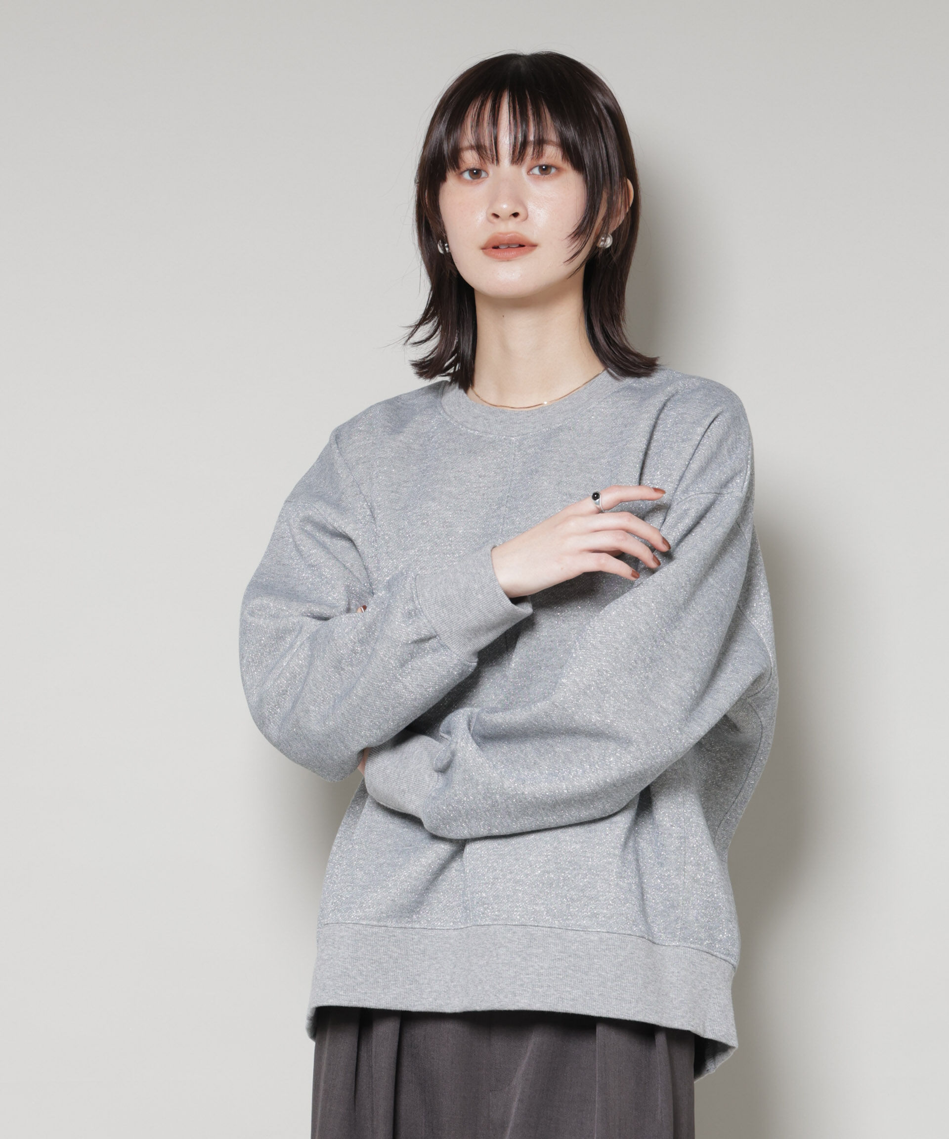 nano･universe「ラメ裏毛トップス」|Tシャツ・カットソー|