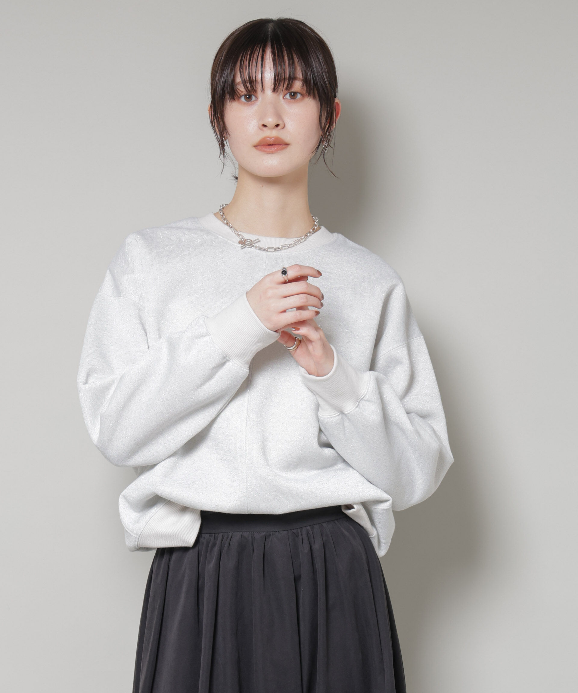 nano･universe「ラメ裏毛トップス」|Tシャツ・カットソー|アイボリー7