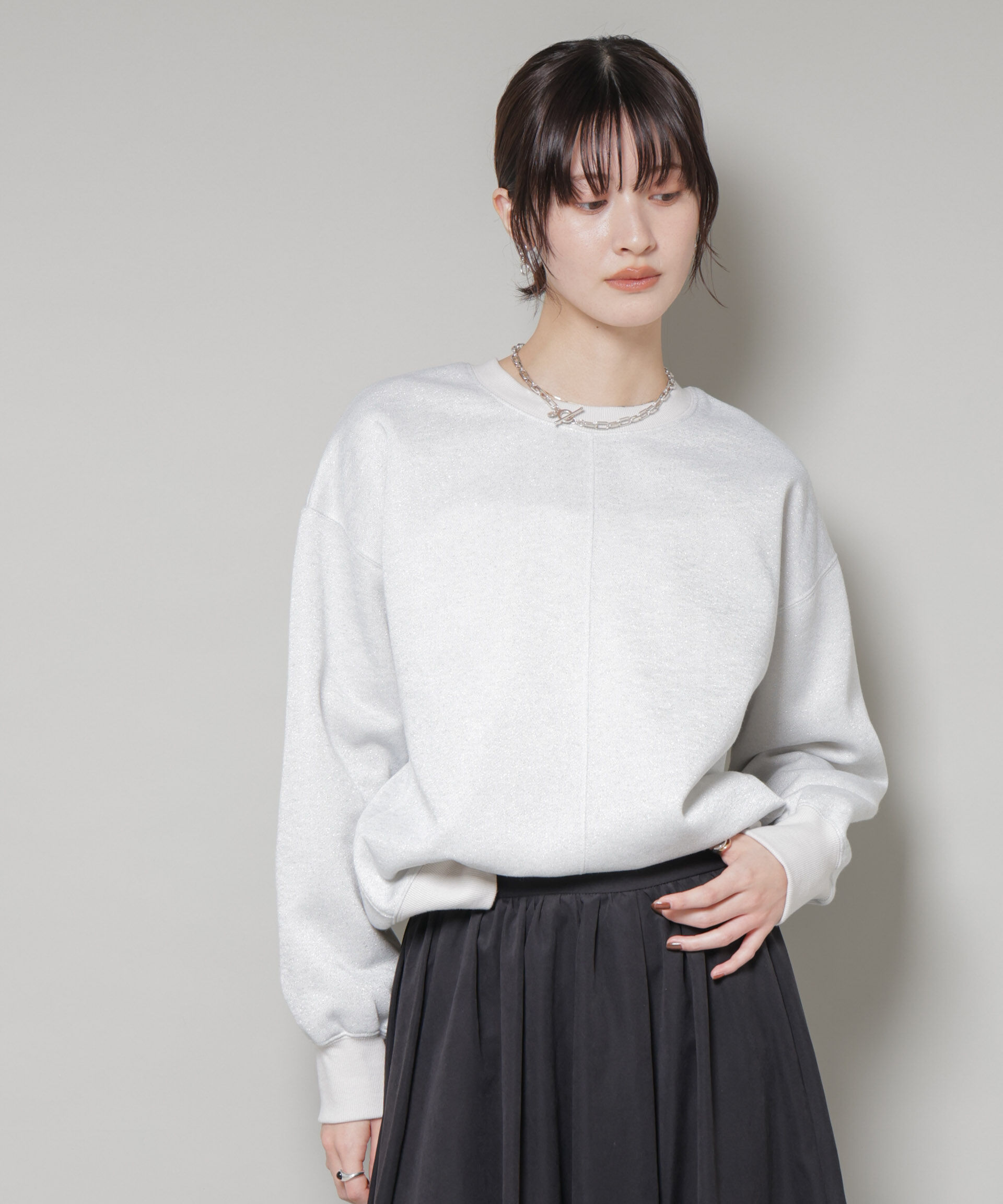 nano･universe「ラメ裏毛トップス」|Tシャツ・カットソー|