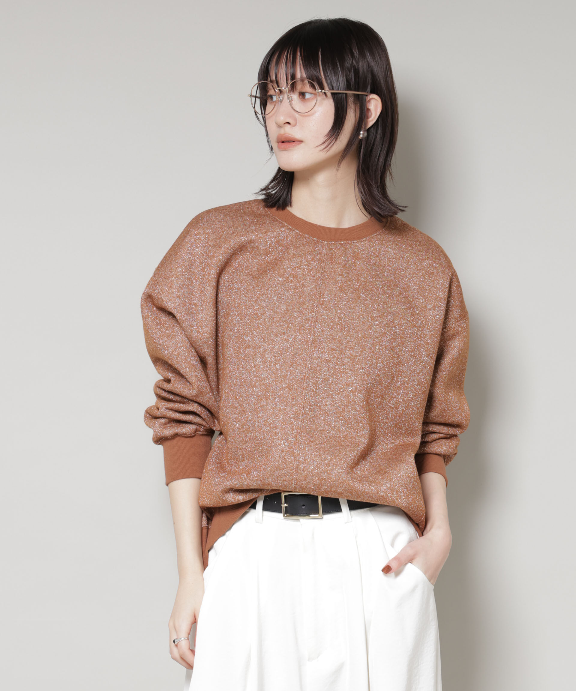 nano･universe「ラメ裏毛トップス」|Tシャツ・カットソー|