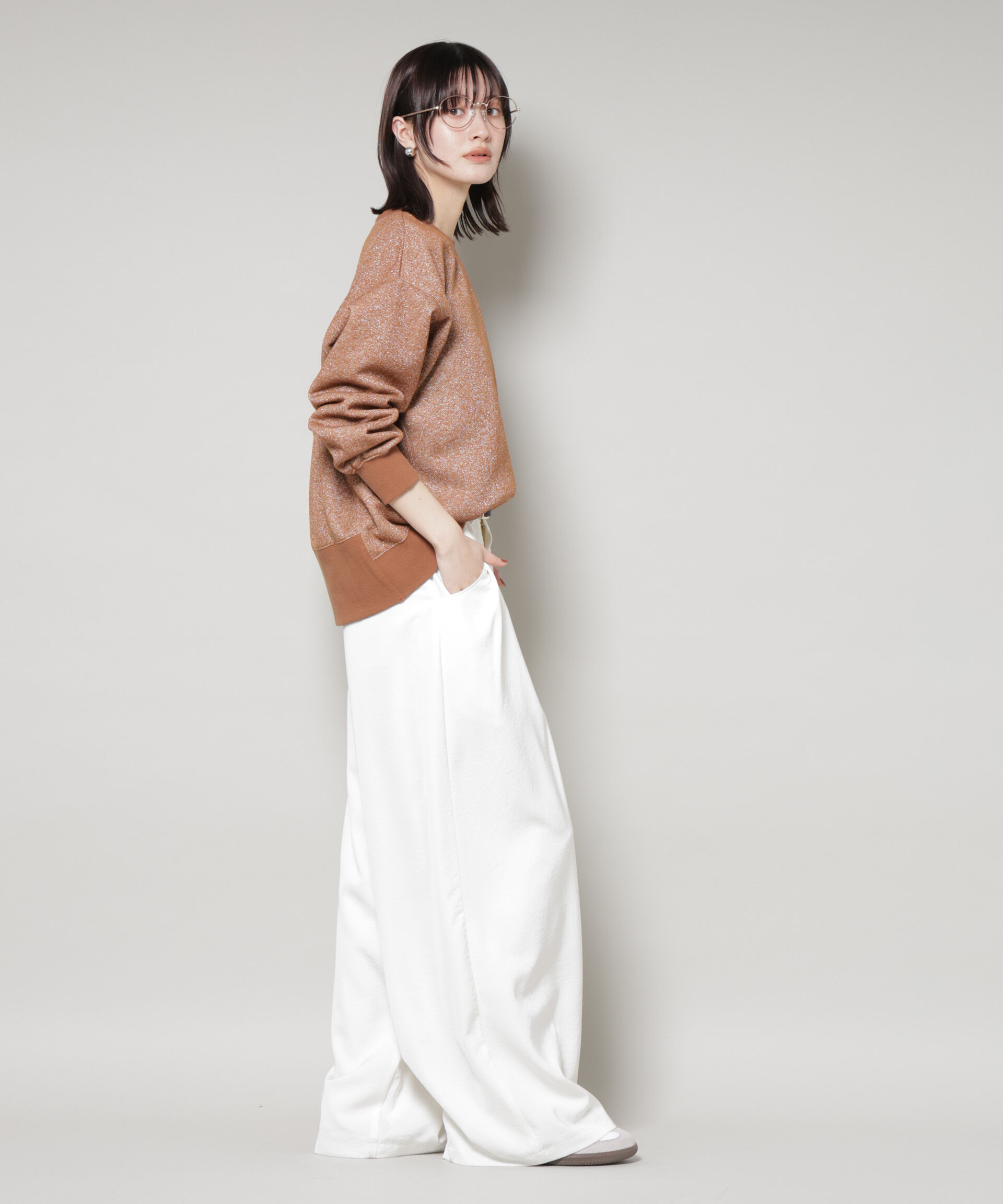 nano･universe「ラメ裏毛トップス」|Tシャツ・カットソー|