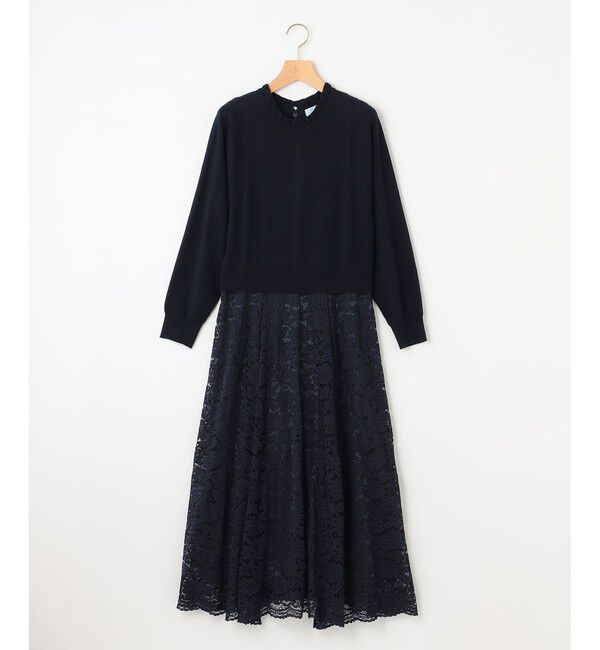 組曲「【セレモニー対応可】レーススカート付きニット ワンピース」|ドレス|