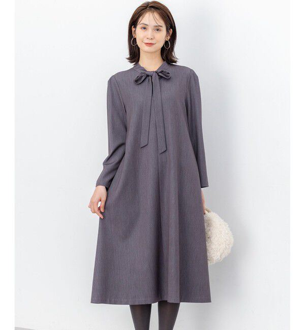 組曲「【前後着用可】ラメストライプボウタイ ワンピース」|ワンピース|グレー系1