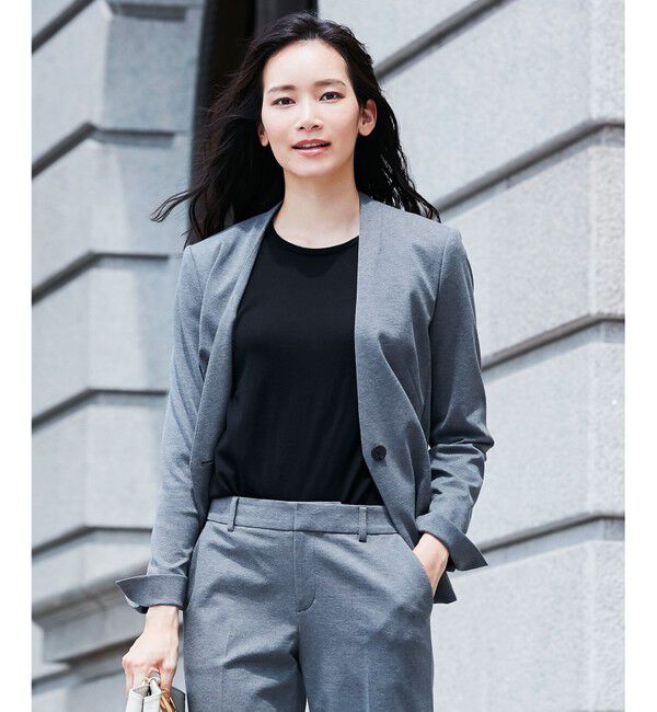 自由区「【Sサイズ有】360&deg;FREE ウォッシャブルノーカラー ジャケット」|ノーカラージャケット|