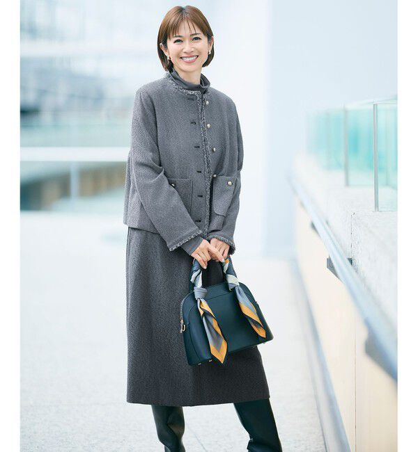 自由区「【SHIHOさん着用】ブライトリングツイード ジャケット」|ノーカラージャケット|