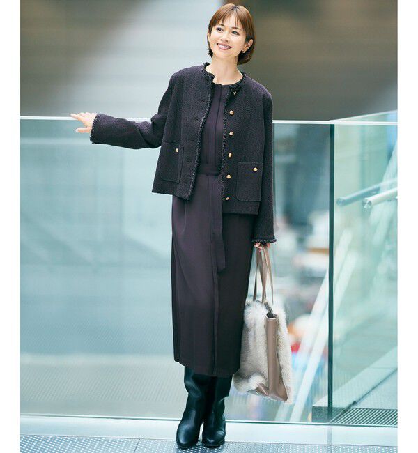 自由区「【SHIHOさん着用】ブライトリングツイード ジャケット」|ノーカラージャケット|