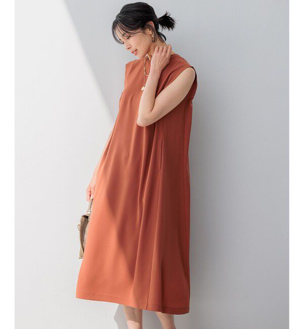 23区「【洗える】ストレッチジョーゼット ワンピース」|ワンピース|テラコッタ系