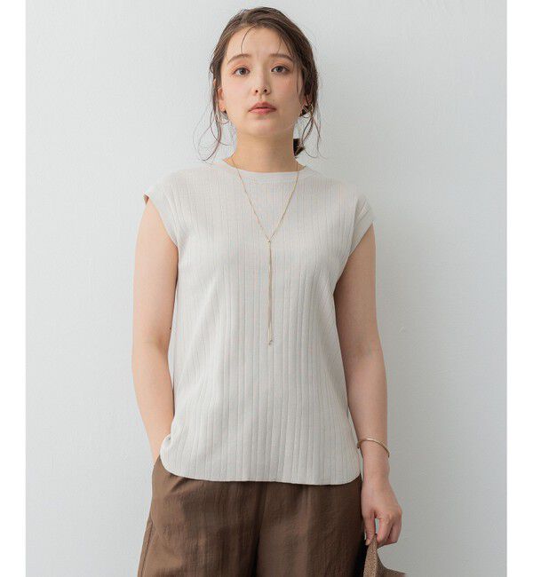 23区「【SLOW/一部店舗限定】ランダムリブフライス フレンチスリーブ カットソー」|Tシャツ・カットソー|ベージュ系