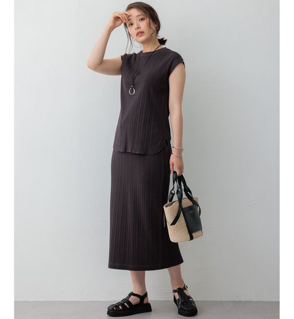 23区「【SLOW/一部店舗限定】ランダムリブフライス フレンチスリーブ カットソー」|Tシャツ・カットソー|