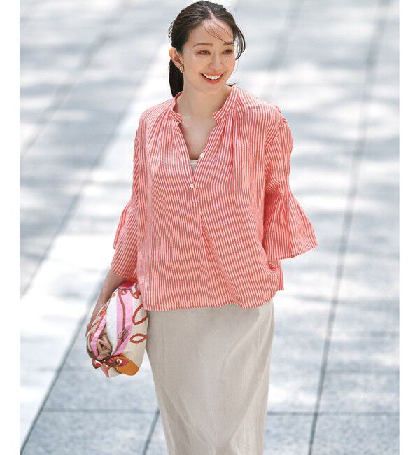 23区「【洗える】リネンレーヨンストレッチ  Iライン キャミソール ワンピース」|ワンピース|