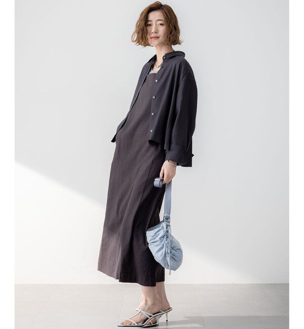23区「【洗える】リネンレーヨンストレッチ  Iライン キャミソール ワンピース」|ワンピース|