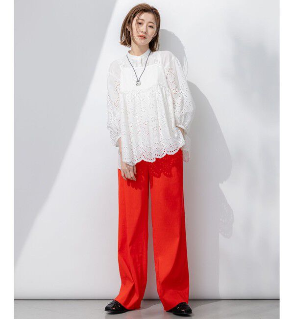 23区「【洗える】コットンエンブロイダリー クロップド ブラウス」|シャツ・ブラウス|