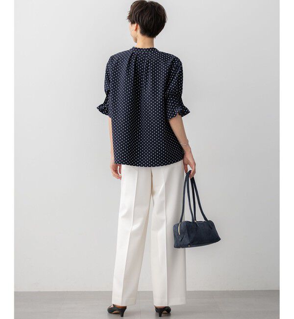 23区「【WEB&一部店舗限定/洗える】ドットプリント サッカー ブラウス」|シャツ・ブラウス|