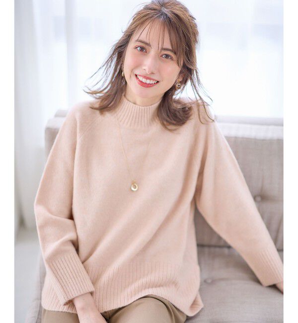 ANY SIS「 【大人百花掲載 ヨンアさん着用】ハイネックバックポイント ニット」|ニット・セーター|ペールピンク