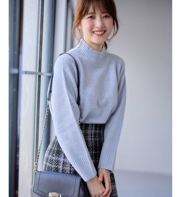 ANY SIS「 【大人百花掲載 ヨンアさん着用】ハイネックバックポイント ニット」|ニット・セーター|ライトブルー