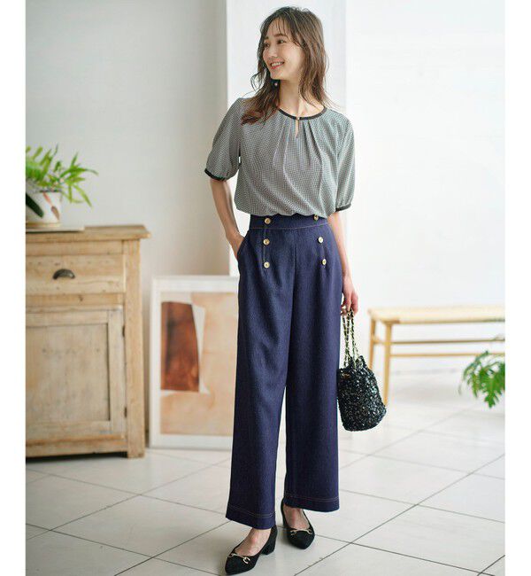 any SiS「【洗える】 バイカラータック ブラウス」|シャツ・ブラウス|