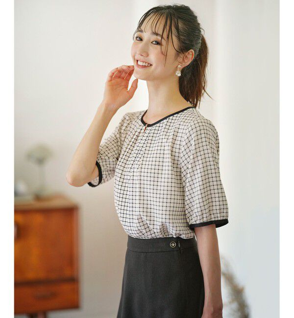 any SiS「【洗える】 バイカラータック ブラウス」|シャツ・ブラウス|