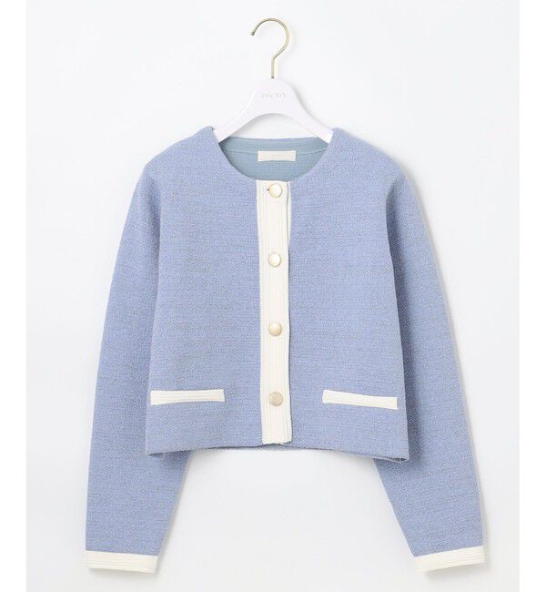 ANY SIS「バイカラーラメニット カーディガン」|カーディガン|