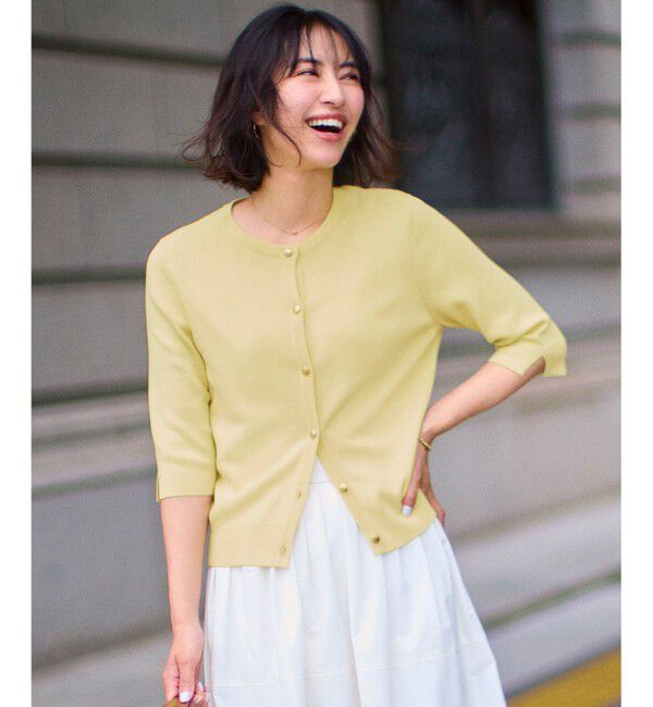 ANY SIS「【接触冷感・UVカット・洗える】ハーフスリーブ カーディガン」|カーディガン|イエロー