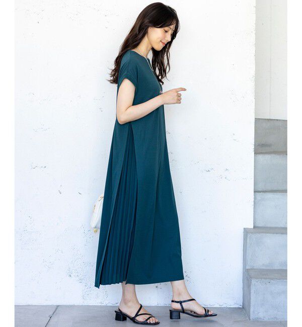 ANY SIS「【接触冷感・UVカット・洗える】ハイストレッチスムースサイドプリ－ツ ワンピース」|ワンピース|