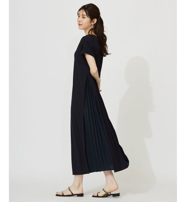 ANY SIS「【接触冷感・UVカット・洗える】ハイストレッチスムースサイドプリ－ツ ワンピース」|ワンピース|