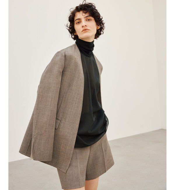 BEIGE,「GRANET / ノーカラーリバージャケット」|ノーカラージャケット|