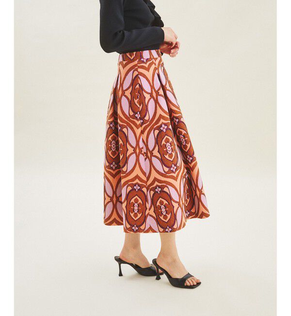 GRACE CONTINENTAL「ラメジャガードタックスカート」|スカート|