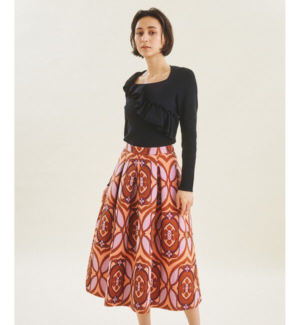 GRACE CONTINENTAL「ラメジャガードタックスカート」|スカート|