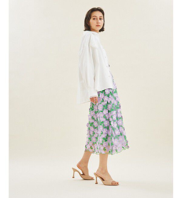  「フラワー3Dフレアスカート」|スカート|ラベンダー