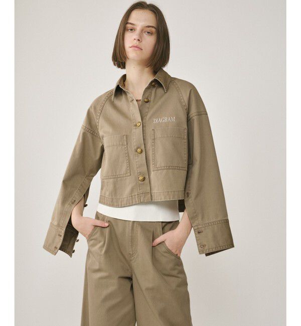  「ラグランショートシャツジャケット」|デニムジャケット|カーキ